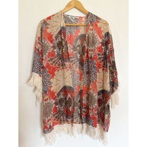 Daniel Rainn Print Fringe kimono M/L